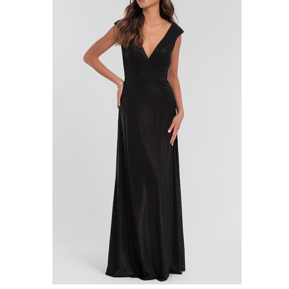 KLEINFELD V-Neck Metallic Bridesmaids Dress